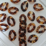 【6個】 17×32mm ヒョウ柄 べっこう プラスチックチェーン 