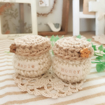 ☆最終販売☆ 麻ひものジャム瓶セット：お花ボタンナチュラル：
