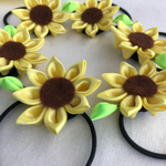 【つまみ細工】ビタミンカラー ひまわりのヘアゴム (大)