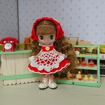 プチブライス☆赤色ワンピとバブーシュカのセット