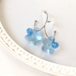 Swarovski アクアマリン色のフラワーフープピアス&イヤリング