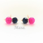 【14Kgf】Petitピアス／ピンク×ブラック