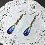 レジン メタリックブルーのしずく型ピアス（イヤリングも可）
