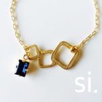 スワロフスキーとスクエアロードのブレスレット♯【Sapphire】