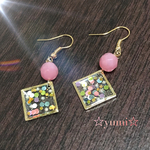 カラフルキラキラレジンピアス  ピンク