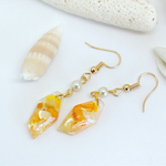 黄色のさざれ石を閉じ込めた夏らしい爽やかなピアス&イヤリング