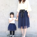 ママとお揃い＊ドットチュールのふんわりスカート＊ネイビー