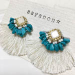 【再販･13】ターコイズさざれ石のフリンジ✴︎ピアス/イヤリング