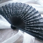 レース、ラメ入り花柄扇子