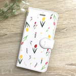 ふんわり花柄 白 手帳型 iPhoneケース
