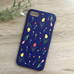 ふんわり花柄 紺 iPhoneケース