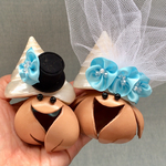 やどかりウェルカムドール★夏の結婚式！海の結婚式！とんがり磨き貝（水色の花のベール））