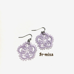 ＊アンティーク＊  タティングレースのお花ピアス  花びら5枚  ＊lavender＊