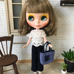 【送料無料】リカちゃん/ブライス  レースオフショル、ワイドパンツ、バッグセット