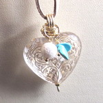 ターコイズ＆パールHeartペンダント☆GOLD