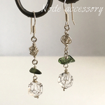 ◇再販◇ モルダバイト&水晶 シルバーロングピアス