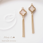 SALE＊フラワーシェルとチェーンタッセルのピアス／イヤリング【k14gf  アレルギー対応】