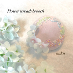 【再販✳︎T様専用】Flower wreath brooch♡小花のリースブローチ（ヘアゴム）