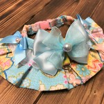 犬・猫24～26　cocoちゃんフリルチョーカー　ブルー・花・和柄・姫・可愛い