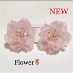 NEW‼️ローズピンクフラワーアンティーク大ぶりピアス