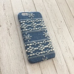 インディゴ刺繍レースiPhoneケース