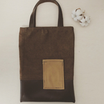 帆布と本革の縦型ミニトートバック【SALE】