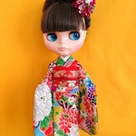 花々の振袖　22ｃｍ　ドール　着物　18-4-29-1