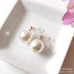 ＊new size＊優雅で幸せいっぱいの一日に＊大粒スワロフスキークリスタルパールの美人イヤリング(ノンホールピアス)＊swarovski cream big pearl lady earring