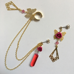 薔薇と蝶の試験管ピアス&イヤーカフ