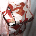 ●臙脂花柄名古屋帯新品