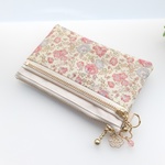 LIBERTY 　Felicite　フェリシテ　2013　パープル系(南部紫紺色)　wファスナー・クリアポケット付きminiカードポーチ　◆suicaケース・パスケースにも♪