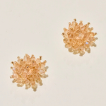 クリスタル フラワー ビーズ パッチ  トパーズ ベージュ シャンパンゴールド ２個2.5cm 