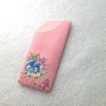 フェルトと刺繍のビオラと野の花メガネケース pink