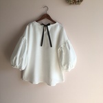 訳あり価格  フレンチリネン ボリューム袖ブラウス white