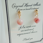 a little amulet : pink brown shell　ちいさなお守り石　ピンクブラウンシェル　ひと粒　ピアス/イヤリング/ノンホールピアス