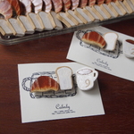 ＊再販＊陶土：モーニングセットブローチno.9　クロワッサンバージョン