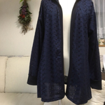 ネイビーニット刺繍レースのパーカー羽織り物