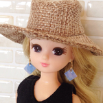 タイル風ピアス（水色）リカちゃん用