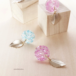数量限定 Champagne Goldの葉 揺れる紫陽花 ピアス／イアリング