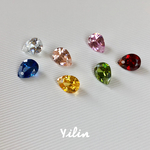 ミックス♪雫型☆合成キュービックジルコニア•6x8mm•穴有り ☆7個入り(各一色ずつ)