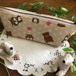 ファスナーポーチ☆和風柴犬さん柄☆アイボリー