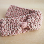 りぼん風コットンヘアバンド＊サクラピンク×グレージュ