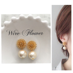 再販11♡ 上質♡キスカパールと華奢なワイヤーフラワーピアス 
