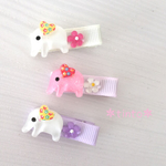 ぷっくりゾウさんのおさんぽ＊きらきらお花のヘアクリップ ヘアピン＊ベビー キッズ