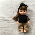 メルちゃん♡ねねちゃん♡お洋服3点セット 3.袖シフォントップス、ベージュワイドパンツコーデ