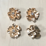 GOLD CRYSTAL RHINESTONE FLOWER CABOCHONS PARTS