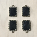 ANTIQUE GOLD BLACK RECTANGLE CHARM PARTS