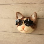 めがね掛け猫(壁掛け)　くろみつ