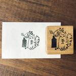 おすましネコと一輪挿しのはんこ ゴム版はんこ