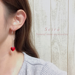 ❤️特別価格&送料無料❤️ ■スワロフスキー 赤い(レッド) ハート フープ ピアス （P-4426）